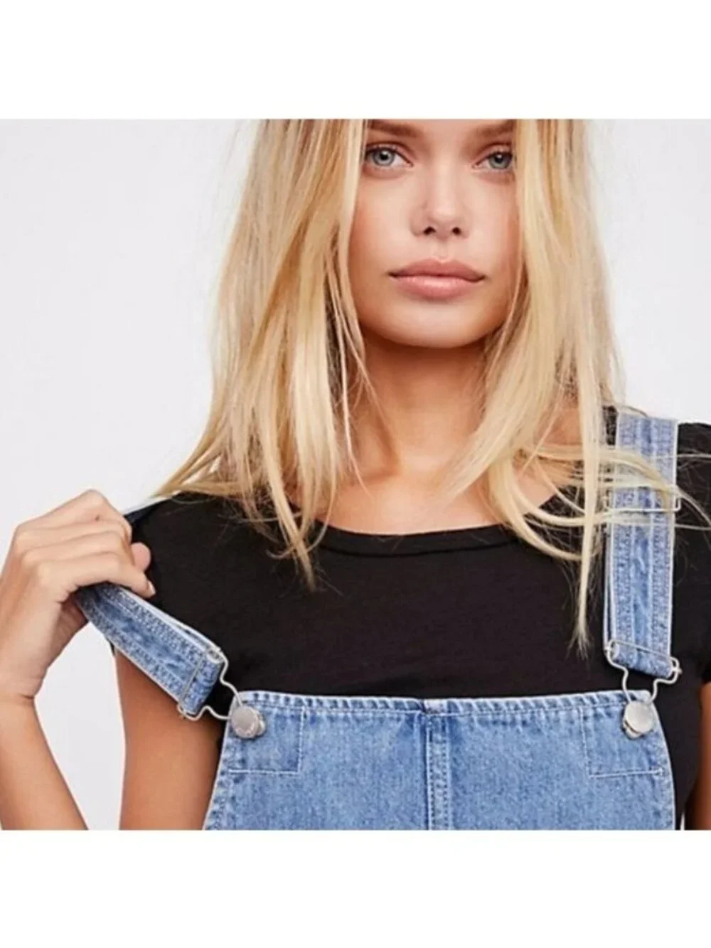 NWOT Free People Distressed Denim Overall Mini Skirt 12/L | Indie Sleaze Grunge - Picture 3 of 16